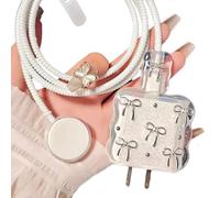 Data Cable Protector Cute Case Compatible for iPhone Smartwatch Watch Series Ultra2/Ultra/ S9/8/7 Charger Adapter,Bowknot Magnetic Charger Protector Data Cable Saver,Bow Charger Case for iWatch USB-C