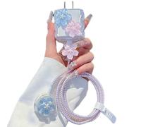 Data Cable Protector Flower Case Compatible for iPhone Smartwatch Watch Series Ultra2/Ultra/ S9/8/7 Charger Adapter,Floral Charger Case for iWatch USB-C,Magnetic chargerProtector Data Cable Saver