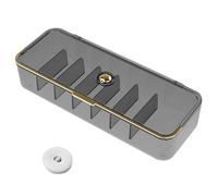 Data Cable Storage Box with Lid, 7 Grids Cable Tidy Management Box Hub Sorting Box, Cord Storage Organiser with 1 Roll Cable Strap (Grey)
