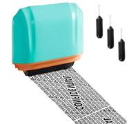 Data Defender Roller Stamp for Privacy Protection - Compact Address Blocker with 3 Vacuum-Packed Ink Refills, 0.3s Quick Dry, Side-Inking, Green-Gold Shell