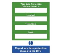 Data Protection Officer/Contact Is Warning Sign Self Adhesive Gloss Decal Sticker 160mm x 125mm