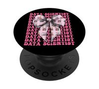 Data Scientist Science Graph Girl Coquette Bow Pink PopSockets Adhesive PopGrip