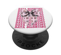 Data Scientist Science Graph Girl Coquette Bow Pink PopSockets Adhesive PopGrip