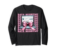 Data Scientist Science Laptop Graph Girl Coquette Bow Pink Long Sleeve T-Shirt