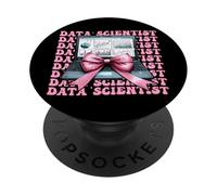 Data Scientist Science Laptop Graph Girl Coquette Bow Pink PopSockets Adhesive PopGrip