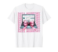 Data Scientist Science Laptop Graph Girl Coquette Bow Pink T-Shirt