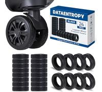 DATAENTROPYSAL 24PCS Luggage Wheel Covers for Spinner Wheels, Silicone Suitcase Wheel Protectors, Wear-Resistant & Anti-Noise, Fits 2-2.4 Inch Wheels (Black)