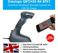 1D 2D Barcode Scanner Kit Datalogic QuickScan QBT2430-BK-BTK1 Bluetooth USB