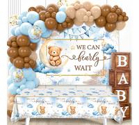 DataMoon We Can Bearly Wait Baby Shower Decorations - Baby Boxes with Letters,Boho Balloons,We Can Bearly Wait Backdrop,Tablecloth for Teddy Bear Baby Shower,Birthday Supplies,Gender Reveal