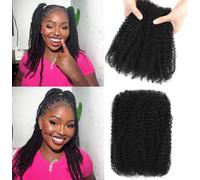 Datanala Afro Kinkys Bulk Human Hair 100% Human Hair Afro Kinky-Curly Bulk for Mini Twist For Dreadlocks Extensions, Locs Repair, Crochet Braiding Hair (Natural Black, 14Inch 50g (Pack of 1))