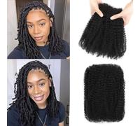 Datanala Afro Kinkys Bulk Human Hair 100% Natural Black Human Hair For Dreadlocks Extensions, Locs Repair, Crochet Braiding Hair (Natural Black, 16Inch 30g/Packs (Pack of 2))