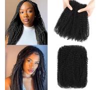 Datanala Afro Kinkys Bulk Human Hair 100% Natural Black Human Hair For Dreadlocks Extensions, Locs Repair, Crochet Braiding Hair (Natural Black, 18Inch 50g (Pack of 1))