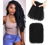 Datanala Afro Kinkys Bulk Human Hair 100% Natural Black Human Hair For Dreadlocks Extensions, Locs Repair, Crochet Braiding Hair (Natural Black, 18Inch 30g (Pack of 1))