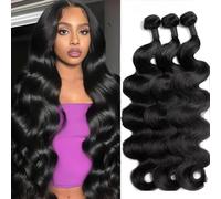 Datanala Brazilian Virgin 12A 100% Unprocessed Body Wave Human Hair 3 Bundles weave human hair Extension Natural Black Color for Women (10 12 14Inch, Body Wave Bundles)