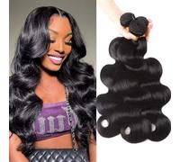 Datanala Brazilian Virgin Body Wave Human Hair Bundles 100% Unprocessed Body Wave Human Hair 3 Bundles Double Weft Human Hair Weave Natural Black Color(10 12 14Inch/body wave bundles)