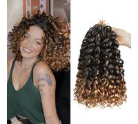 Datanala GoGo Curl Crochet Hair 12 Inch Water Wave Crochet Hair 8 Packs Long Beach Curl Crochet Braiding Hair Synthetic Extensions For Women (T27, 12 Inch(8packs))