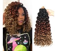 Datanala GoGo Curl Crochet Hair 12 Inch Water Wave Crochet Hair 8 Packs Long Beach Curl Crochet Braiding Hair Synthetic Extensions For Women (T1B/30/27, 12 Inch(8packs))