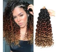 Datanala GoGo Curl Crochet Hair 12 Inch Water Wave Crochet Hair 8 Packs Long Beach Curl Crochet Braiding Hair Synthetic Extensions For Women (T1B/30/27, 14 Inch(8packs))