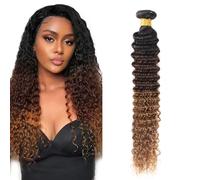 Datanala Ombre Deep Wave Human Hair Bundles Brazilian Virgin 12A Grade 100% Unprocessed Deep Curly Huma Hair Bundles P1B/4/30 Double Weft Human Hair Extension For Women(26Inch Deep Wave 1 Bundle)