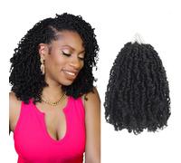Datanala Yanky Twists Crochet Braiding Hair 10 Inch 9 Packs Micro Spring Twists Crochet Hair Pre-looped Curly Crochet with Curls for Women (1B#, 10inch)