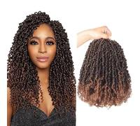 Datanala Yanky Twists Crochet Braiding Hair 12 Inch 9 Packs Ombre Pre Twisted Passion Twist Crochet Hair with Curls Pre-looped Curly Micro Spring Twists Crochet Hair for Women (T30#)