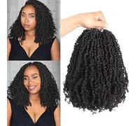 Datanala Yanky Twists Crochet Braiding Hair 14 Inch 9 Packs Crochet Hair with Curls Micro Spring Twists Crochet Hair Pre-looped Curly Crochet Braids Hair Extensions for Women (1B#, 14inch)