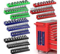 Datanly 12 Pcs Magnetic Socket Organizers Sets Compatible with SAE and Metric Magnetic Socket Holders 1/4'', 3/8'', 1/2'' Drive Socket Trays Kits Holds 282 Standard and Deep Size Sockets (No Socket)
