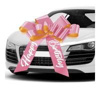 Datanly Giant Birthday Car Bow 30 Inch Large Pull Ribbon, Huge Wrapping Bow Car Decoration for Christmas Parties Birthday(Rose Gold)