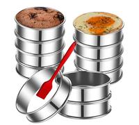 DATANYA 12Packs 4 Inch English Muffin Rings, Stainless Steel Double Rolled Tart Rings, Round Metal Cooking Pastry Ring Molds for Crumpets baking