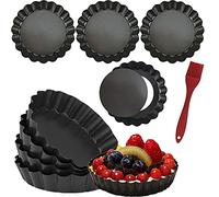 DATANYA 8 Pack Mini Tart Pans 4 Inch with Removable Bottom Round Nonstick Quiche Pan, Heavy Duty Fluted Side for Pies, Mousse Cakes, Dessert Baking (4 Inch 8pcs)