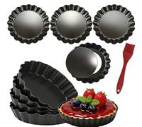 DATANYA 8 Pack Mini Tart Pans 4 Inch with Removable Bottom Round Nonstick Quiche Pan, Heavy Duty Fluted Side for Pies, Mousse Cakes, Dessert Baking (4 Inch 8pcs)
