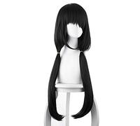 DATE A LIVE Tokisaki Kurumi Cosplay Wig for Women Long Straight Synthetic Hair 100cm Claw Clip Ponytail Costume Party Wig Black Straight