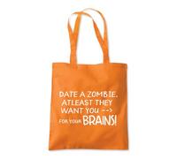 Date a Zombie Want Brains Tote Shopping Bag 10 Litres Capacity 42 x 38cm