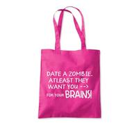 Date a Zombie Want Brains Tote Shopping Bag 10 Litres Capacity 42 x 38cm
