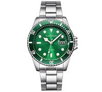 Date Analog Men Watch CURDDE Quartz Fashion Stainless Wrist Sport Men's Watch Talking Wrist Watch (Green, One Size)