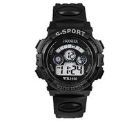 Date Black Quartz LED Digital Alarm Watch Boy Wrist Children Sports Kid's Watch Boys Watches Ages 3-5 (Black, One Size)