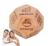Date Dated for Couples, Dice of Food Decision - Wooden Cubes to | Dice of 12 - Sides Food Selection, Funny Reusable Couple Dice for Adults, Parej