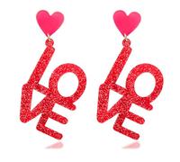 Date Day Heart Earrings for Women Love Heart Message Printed Arch Dangle Earrings Love Letters Dangle Earrings for Her Date Day (D)