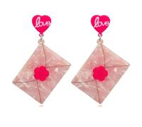 Date Day Heart Earrings for Women Love Heart Message Printed Arch Dangle Earrings Love Letters Dangle Earrings for Her Date Day (envelope)