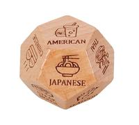 Date Dice for Couples, Food Decision Dice, Wooden Food Selection | 12 Sided What to Eat, Fun Reusable Dating Decision Game for Christmas