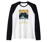 Date Masamune One-Eyed Dragon Samurai Ukiyo-e Portrait Raglan Baseball Tee