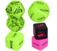 Date Night Dice Couple Games 6PCS, Couples Decision Dice for Romantic Ideas, Funny Naughty Boyfriend Girlfriend Gifts for Husband or Wife Acrylic Position Decision Toy（Glow & Black Pink）