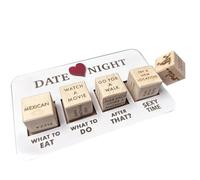 Date Night Dice, Decision Dice for Couples Food Cube Game, Spice up Your Evenings with Romantic Wood Couple Date Night Ideas, Reusable Wooden Dice Set Funny Anniversary Wooden Gifts for Him Her B (wi