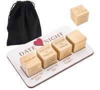 Date Night Dice, Decision Dice for Food Cube Game, Date Ideas Dice, Reusable Wooden Dice Set Funny Anniversary Wooden Gifts for Him Her