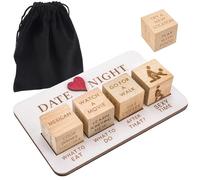 Date Night Dice for Couples, Romantic What to Do Date Night Couples Games with Pouch Storage, Reusable Wooden Dice Set Anniversary Wooden Gifts for for Couples Valentine's Day Birthday Wedding