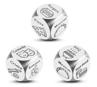 Date Night Dice Game Set - Stainless Steel Couples Dice Gift with Dinner, Movie & Activity Ideas - Romantic for Couples, Funny Valentines Gift for Him Boyfriend Husband Wife