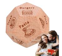 Date Night Food Ideas Dice - Premium Natural Wood Build, Engaging Meal Choice Generator, Fun Interactive Game for Romantic Nights, Surprise Dining Inspiration | Accessory for Couples Adults