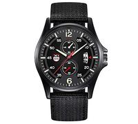 Date Quartz Watches Men's Analog Wrist Nylon Quartz Men's Watch Bm6985-55e (Black, One Size)