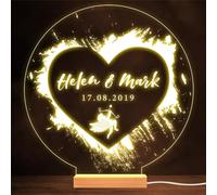Date We Met Cupid Paint Stroke Valentine's Day Personalised Gift Night Light | Personalised Gift For Home, Lamp Room Décor | Kids & Adults Night Lights With Name | Personalised Gift For Bedroom |