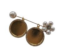 Dateless Alloy Photo Brooch Pearls Floral Designs Secure Clasp Closure Wedding Anniversary Keepsakes Jewelry Glass Photo Pendant Jewelry